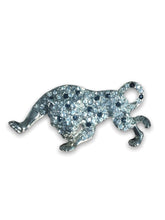 Load image into Gallery viewer, Silver tiger white and black crystal brooch
