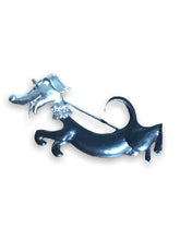 Load image into Gallery viewer, Vintage crystal dachshund brooch
