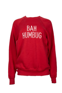 Red Christmas slogan Bah Humbug long sleeve jumper