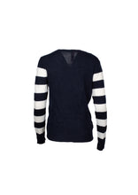 Load image into Gallery viewer, Navy Santa knitted tinsel jumper
