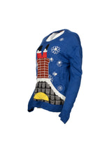 Load image into Gallery viewer, Blue Christmas Santa knitted long jumper
