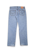 Load image into Gallery viewer, Levi&#39;s 501 distressed blue straight leg jeans
