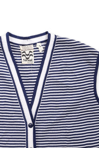 Navy and white striped knit gilet